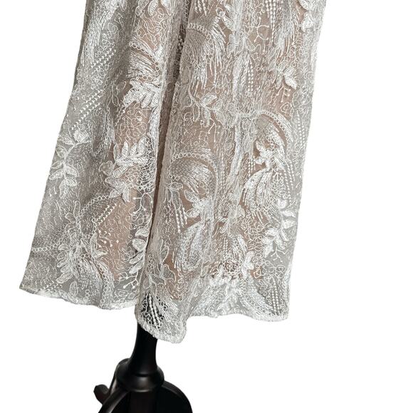 Dress the Population NEW Elisa Vine Embroidered Midi Dress White Nude Small - Picture 9 of 16